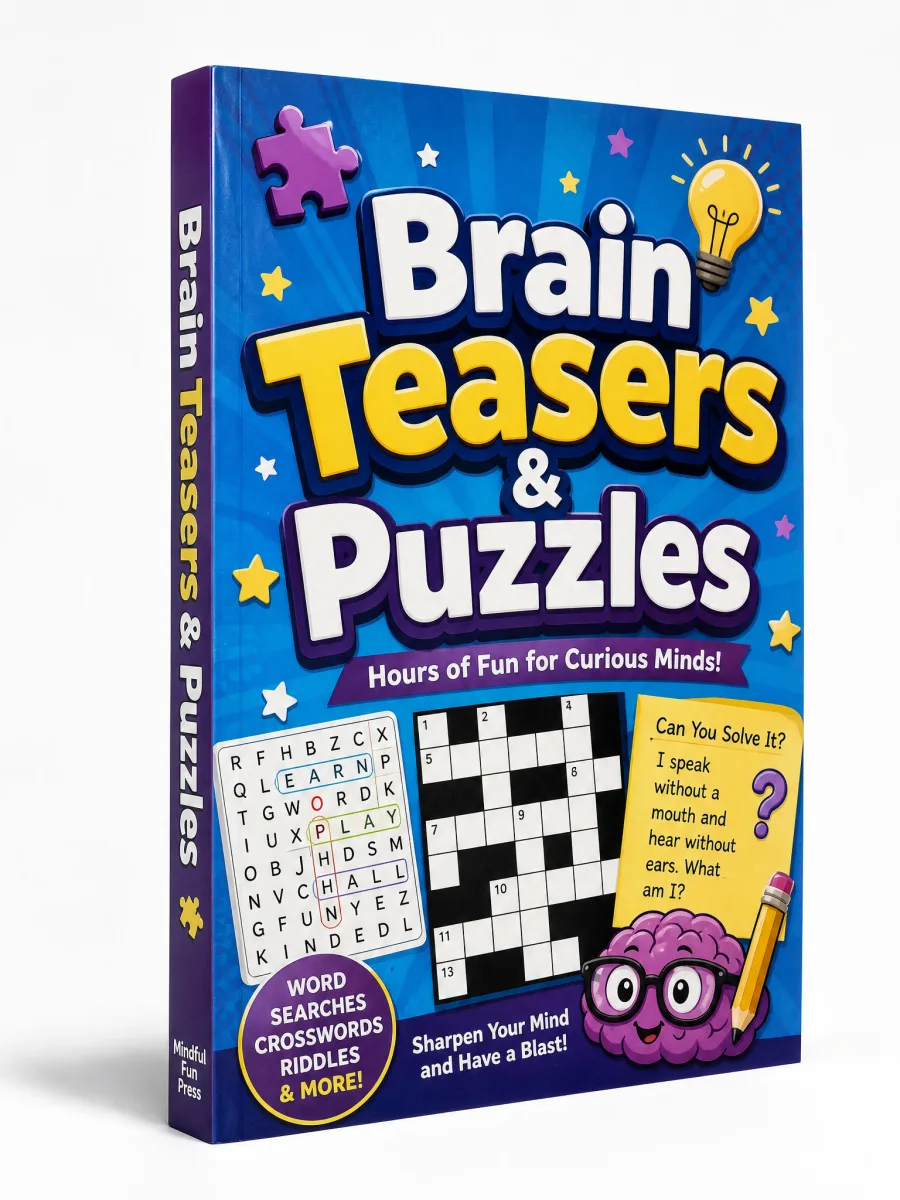Brain Teasers & Puzzles — finished puzzle book cover