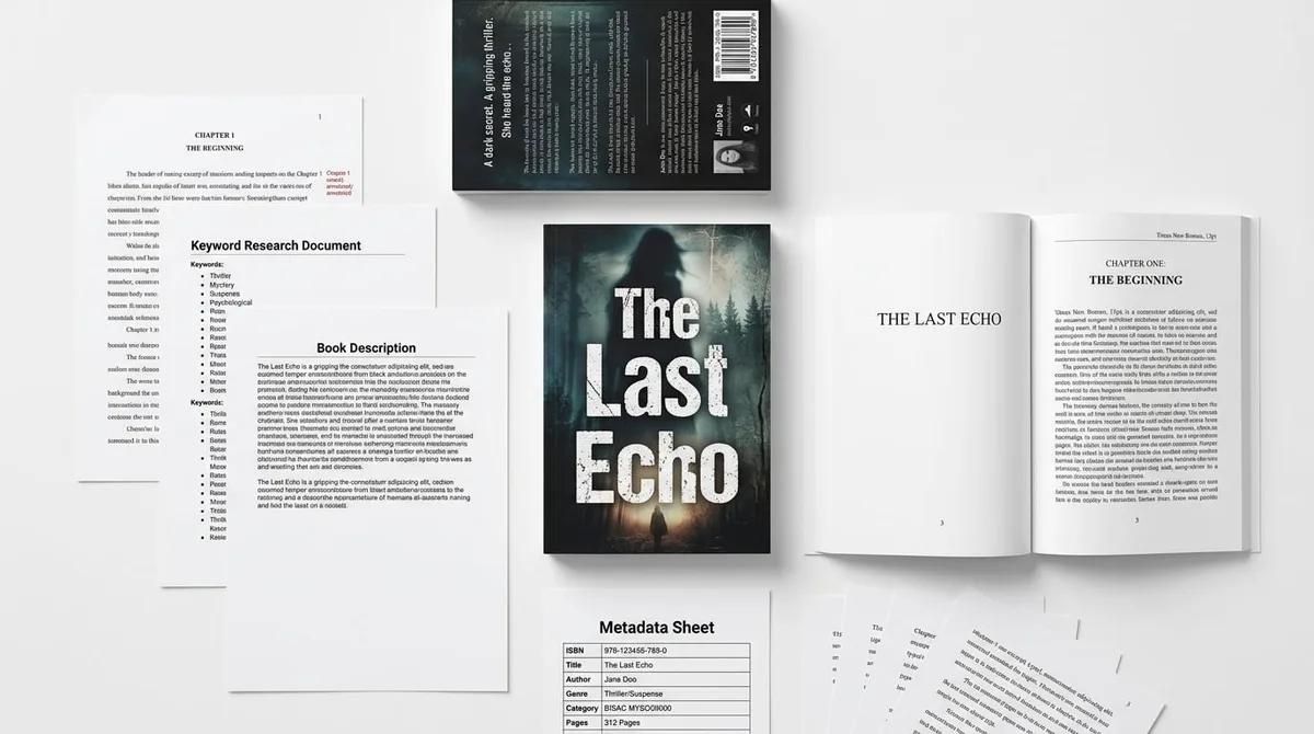 Complete book publishing package: cover, interior, metadata sheets, and keywords